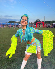 The World - Long Blue Tinsel Ponytail Extension