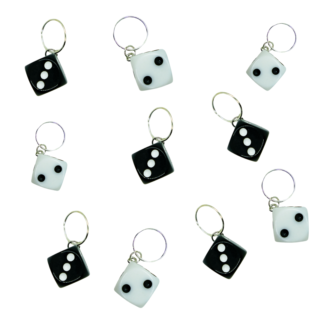 Black & White Dice Charms - 10 pack