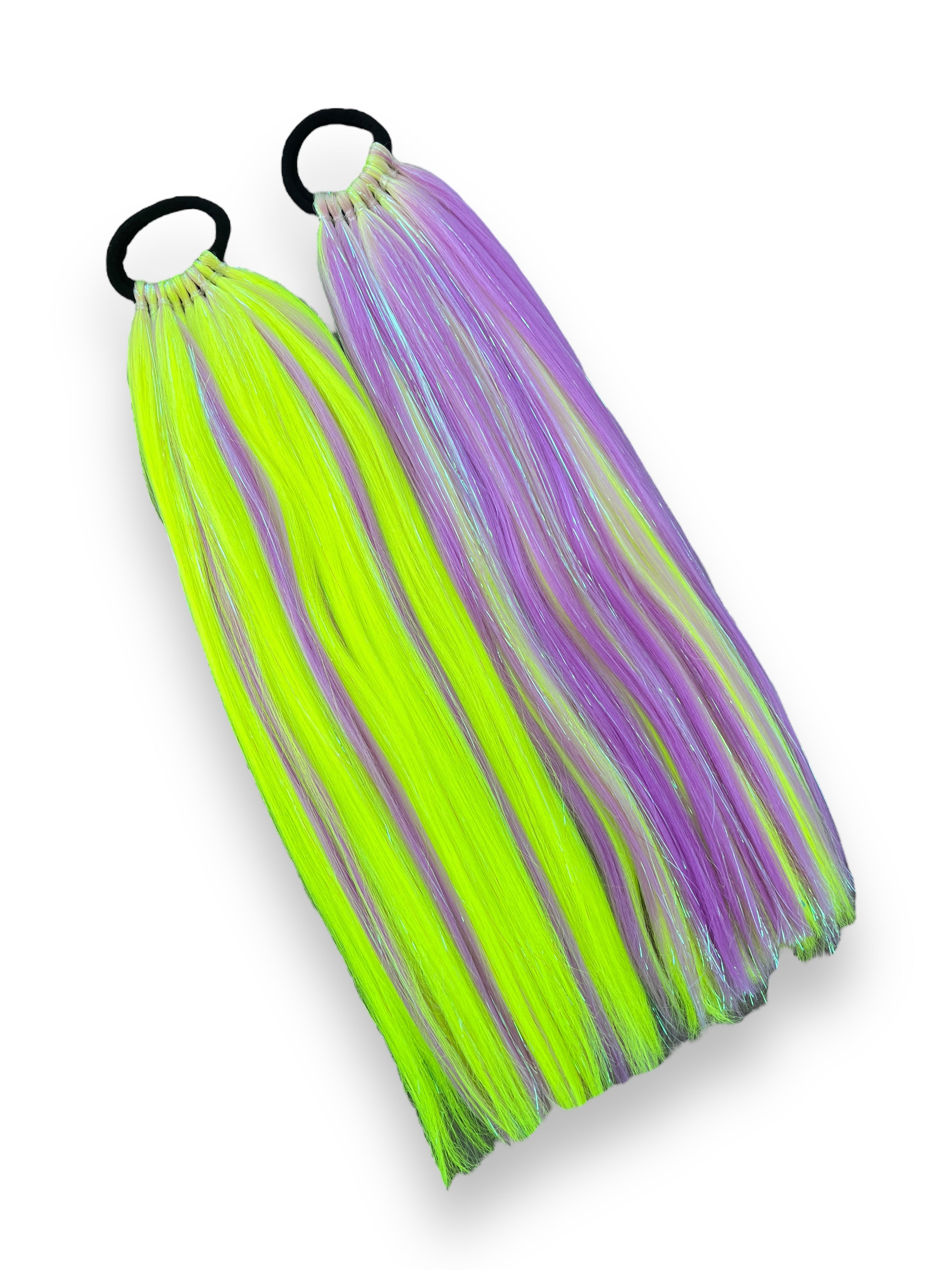 2 Pantomime - Neon Short Ombre Tinsel Ponytail Extensions