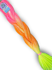 Spellbloom - (Pink/Orange/Yellow Ombre with Iridescent Tinsel braiding hair