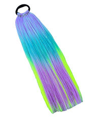 Purple/Teal/Neon with Iridescent Tinsel Ponytail Extension